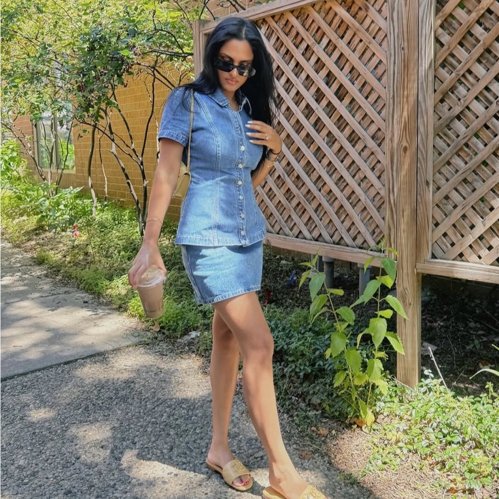 Meshki Blue Denim set top&skirt
